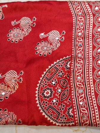 Ajrakh Peacock saree