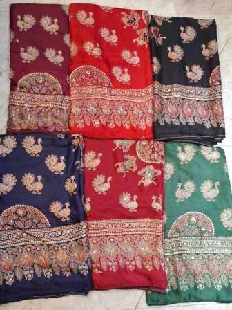 Ajrakh Peacock saree